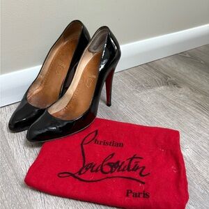 Louboutin Decollette Black Patent Pumps